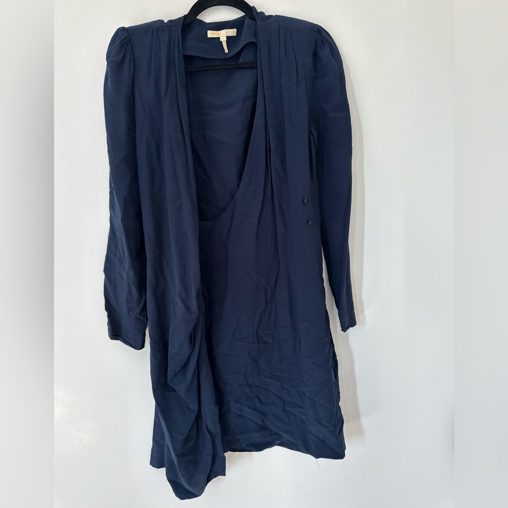 Maje Navy Long Sleeve Dress